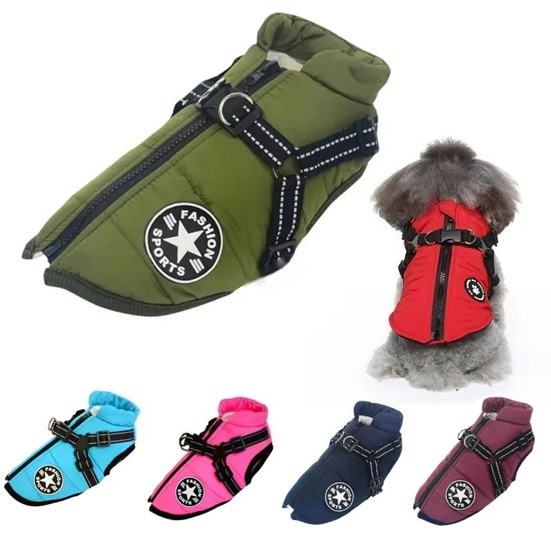 Pet Dog Jacket With Harness – Winter Warm & Waterproof