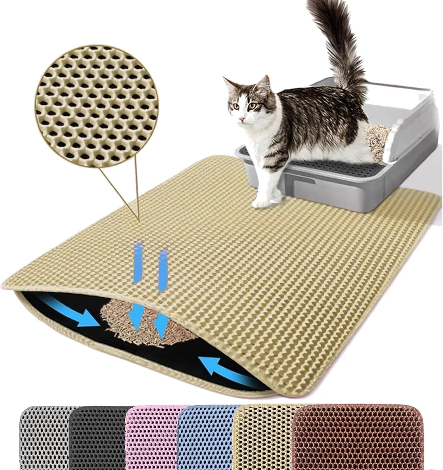 Cat Litter Mat - Double Layer, Non-Slip & Waterproof