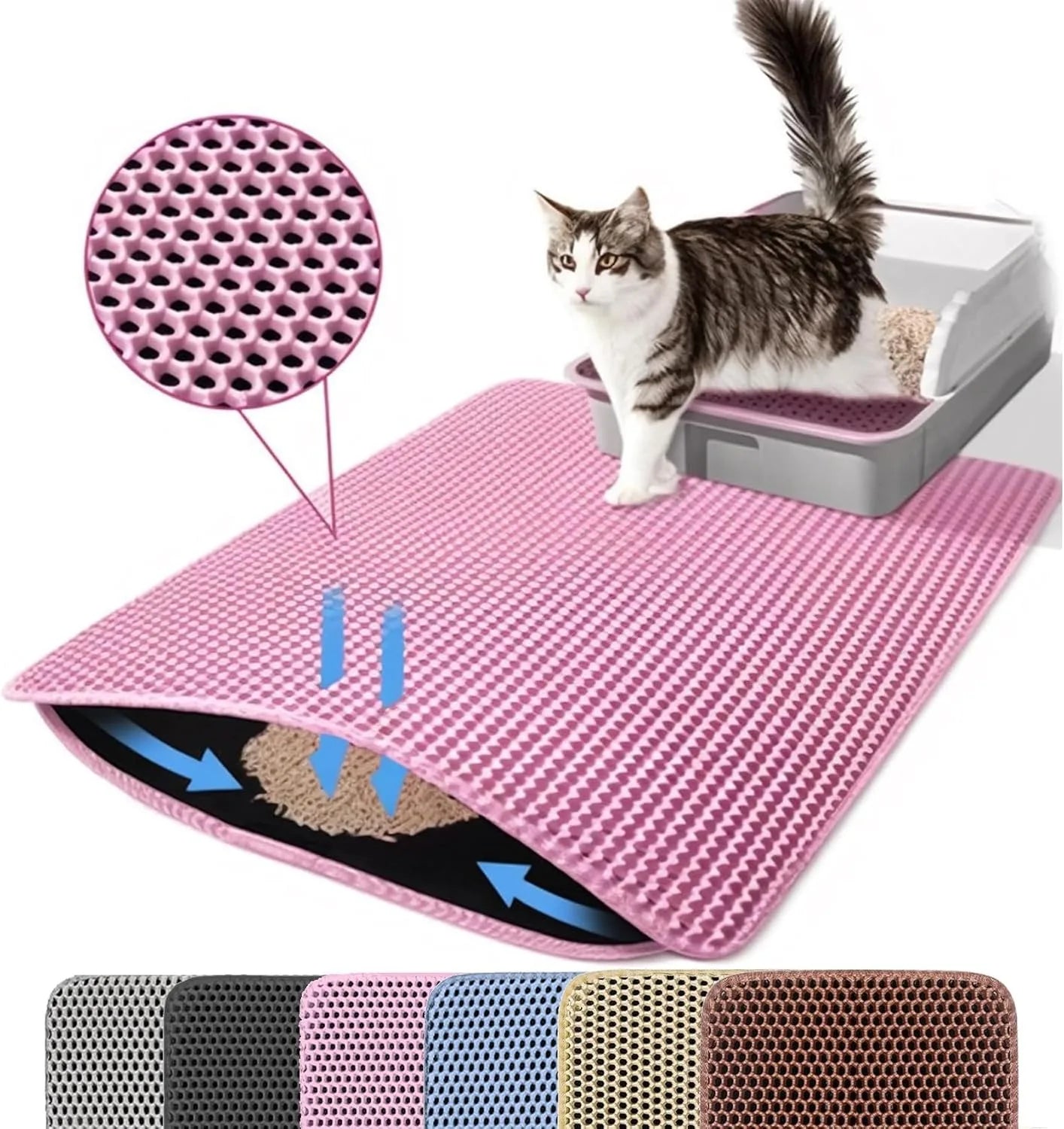 Cat Litter Mat - Double Layer, Non-Slip & Waterproof